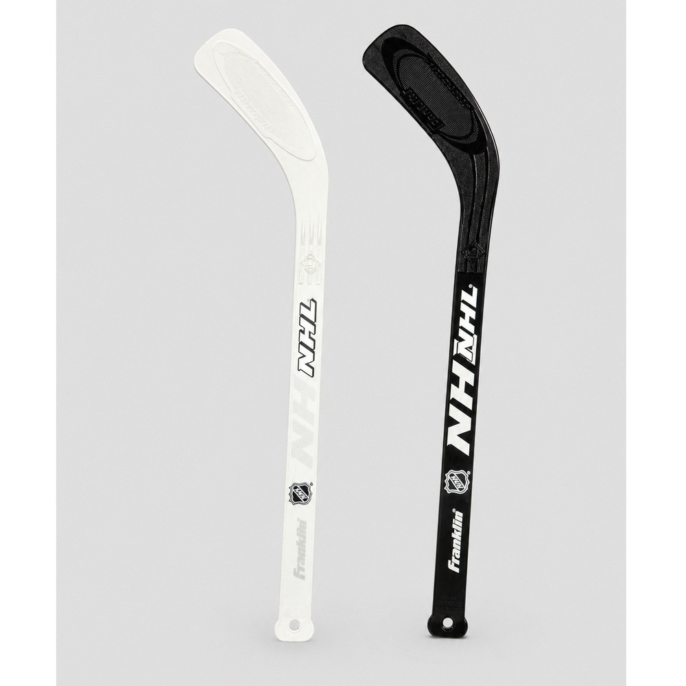 Franklin NHL Mini Hockey Sticks 2 Pack Black and White 19 In Knee Hockey Sticks